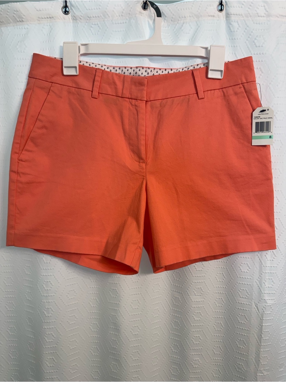 Nautica Coral Orange Cotton Blend Bermuda Shorts